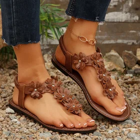 MisterBling Embellished Flats with Ankle Strap (Women's)