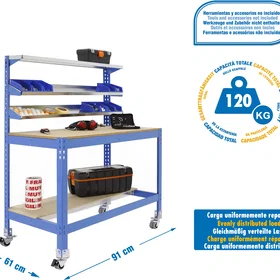 SimonRack Simonwork BT1 Table d'atelier Bleue