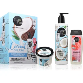 Organic Shop Coconut Splash Presentförpackning för kvinnor (Daily Care Shower Gel, Kroppsskrubb, Sense Boosting Shower Gel)