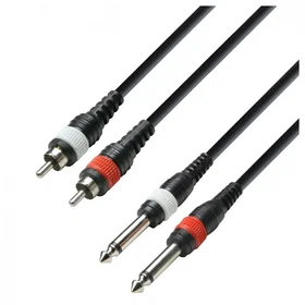 Adam Hall 3 STAR Unbalanced Twin 1/4" Jack to RCA Cable 6m K3TPC0600M