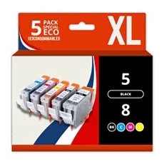 PGI-5/CLI-8 (Noir/Cyan/Magenta/Jaune) Multipack