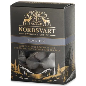 NORDSVART Black Tide Chokladbelagd Söt Lakrits med Havsalt 170g