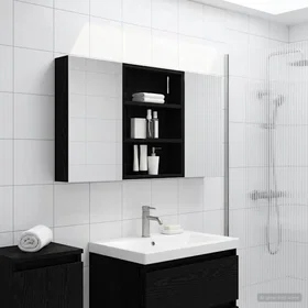 vidaXL Badrumsmöbelset 3 Stycken Svart Konstruerad trä 100 x 10.5 x 50 cm 3403681