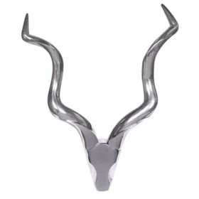 Finebuy Sculpture Murale Bois de Cerf Argent Métal