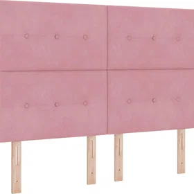vidaXL Box Spring Bed with Mattress & LED Pink 140x200 cm Velvet