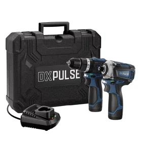 Draper DXPULSE 12v Cordless Brushless Combi Drill and Impact Driver Kit (2x2ah L