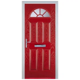 Door-Stop Sunburst 4 Panel Red Right Hand GRP Composite Door 840 x 2100mm