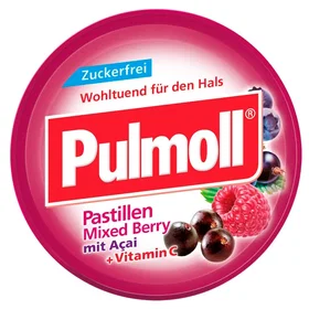 Pulmoll Blandede Bær Sukkerfri Pastiller med Açaí & Vitamin C 50g