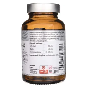 MyVita Colostrum 40 Immuno Forte 400mg 60 Capsules