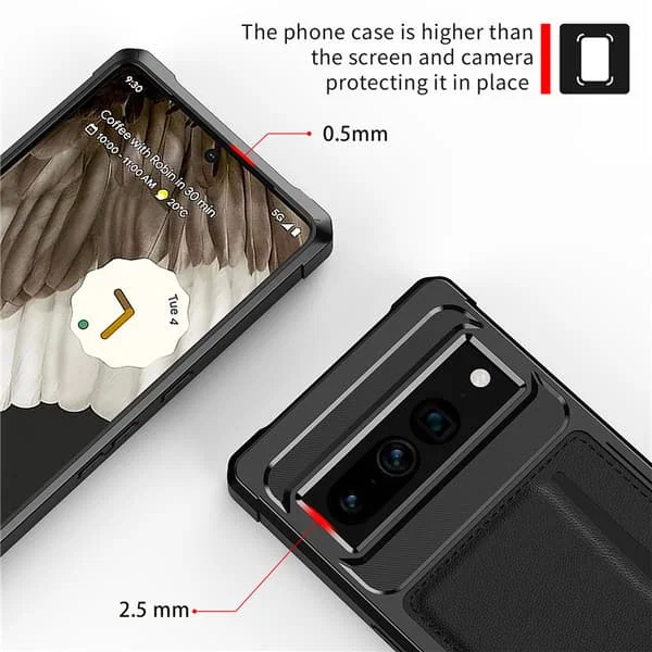 PU-läder Anti-Drop Case with Card Slot for Google Pixel 8 Pro