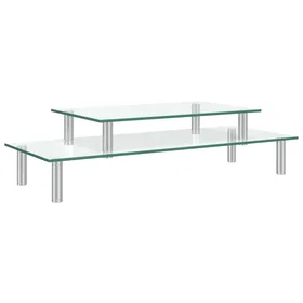 vidaXL 2-Tier Laptop Stand Transparent Glass