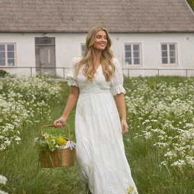 Bianca Broderie Anglaise Maxikjole