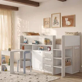 vente-unique.com Lit combiné Ensemble de meubles de chambre, 90x200 cm