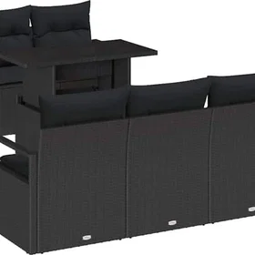 vidaXL Garden sofa set with cushion 8 pcs Black 100 x 55 x 73 cm