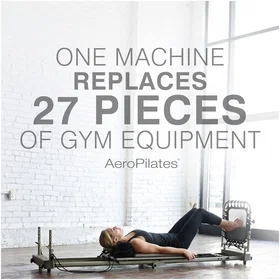 AeroPilates Reformer 435 Foldable Pilates Machine with Flared Foot Bar (Black & 