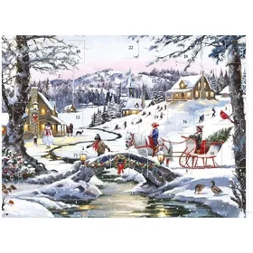 Temu Traditional Christmas Advent Calendar Over A Snowy River No Chocolate
