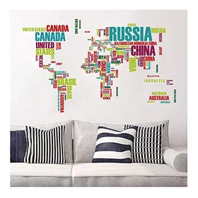 Ambiance Sticker World Map Sticker Made With Country Names