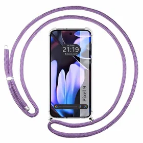 Tumundosmartphone Sangle Transparente pour Google Pixel 9 5G avec Cordon Violet