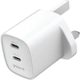 Groov-e GVMA108WE GaN Dual USB-C Charger 35W