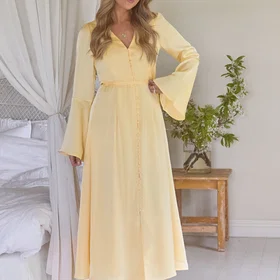 Bianca Flounce Sleeve Maxi Kjole