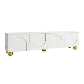 Urban TV Stand with carved doors and gold feet