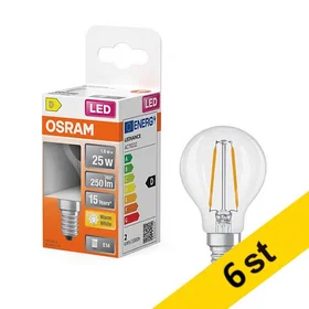 Osram E14 P45 Klar 2700K 250lm 1.8W 6-pack