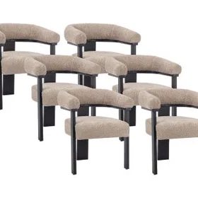 LIVELIA Armstol Tyg Taupe Hevea Trä 6-Pack