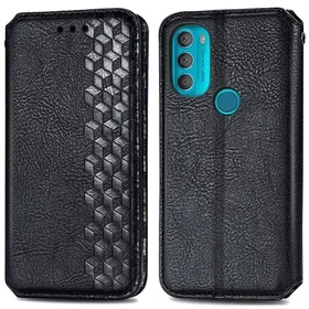 Nahkakotelo Läderetui med Stilfull Rhombus Imprint för Motorola Moto G71 5G