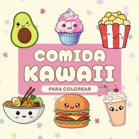 Comidas Kawaii Para Colorear Färgläggningsbok för barn och vuxna