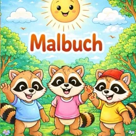 Malbuch: Waschbären Telli, Tip & Top Färgläggningsbok