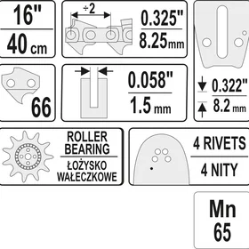 Yato YT-849351 Ketjusaha .325" 1.5mm
