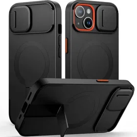 SURITCH Stötskyddsfodral med Kortfack och Justerbart Stativ för iPhone 15