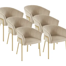 ZAOVA Beige Sammet Fåtölj Set av 6
