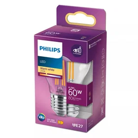 Philips Filament Candle Clear P45 806lm 2700K 6.5W E27