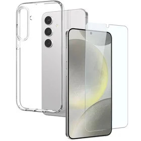 Northjo 2-i-1 Flexibelt Plast Skal med Härdat Skyddsglas för Samsung Galaxy S24