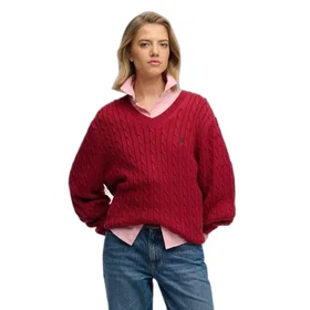 Superdry Oversized Cable V Neck Sweater (Dam)