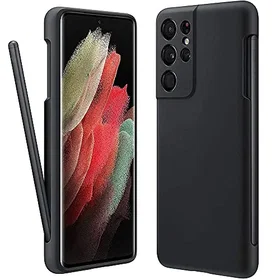 MSOTES Étui en Silicone Liquide avec Support Stylet pour Samsung Galaxy S21 Ultr