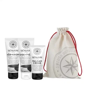 Sjö & Hav Vildmarks-kit 3 Presentförpackning (hår- och kroppstvätt, diskmedel, tvättmedel och balsamkräm)