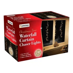 Christmas Waterfall Curtain Chaser Lights White