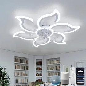 YOLEDY Ventilateur de plafond intelligent Lumière Télécommande Alexa Google Home