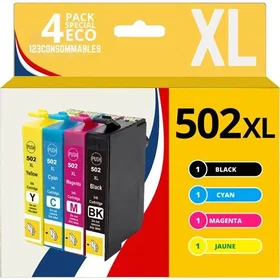 123CONSOMMABLES 502XL (Noir/Cyan/Magenta/Jaune) Multipack