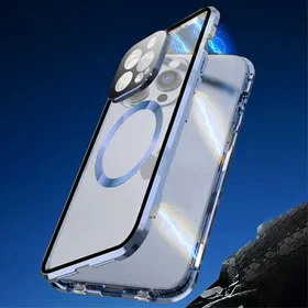 Magnetisk Dubbelglas MagSafe Etfodral för iPhone 15 Pro Max