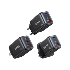 Unitek Zeno P1130ABK01-EU GaN 2xUSB-C USB-A PD 3.0 Työpöytälaturi 65W