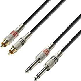 Adam Hall 3 STAR Unbalanced Twin 1/4" Jack till RCA Kabel 3m K3TPC0300M