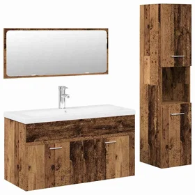 vidaXL 4 Piece Bathroom Furniture Set Old Wood Engineered Wood Brown 3328915
