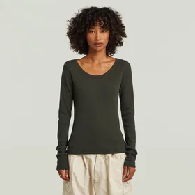 G-Star Raw Slim Rib Open Neck T-shirt (Dam)