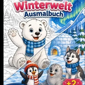 Arktis Winterwelt Ausmalbuch Färgläggningsbok för barn