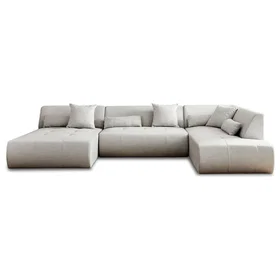 Lisa Design Victoire Canapé d’angle panoramique modulable 7 places en côtelé angle droit fixe