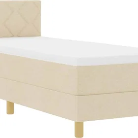 vidaXL Box Spring Bed with Mattress & LED Cream 80x200 cm Fabric