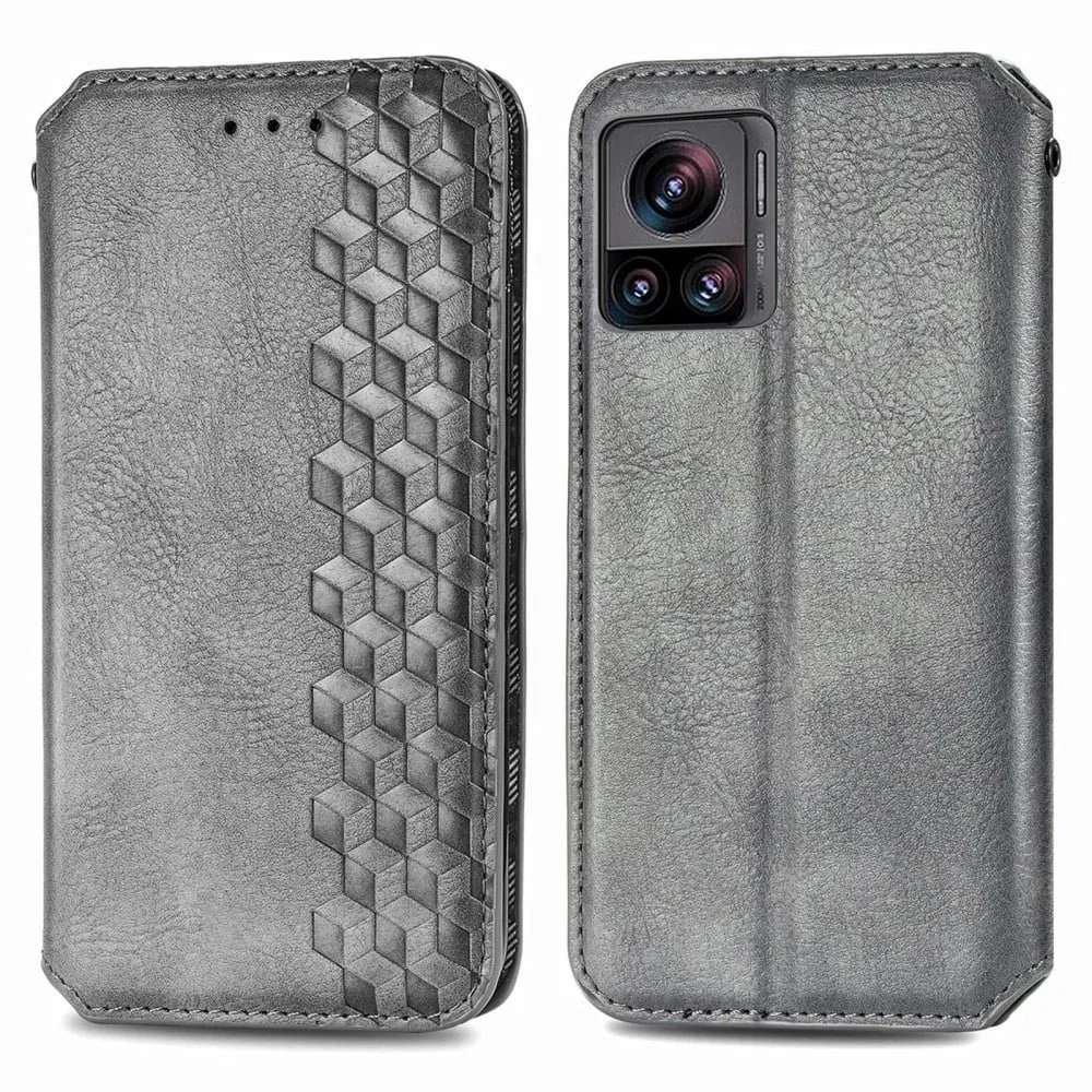 Nahkakotelo Leather Case with Stylish Rhombus Imprint for Motorola Edge 30 Ultra/X30 Pro